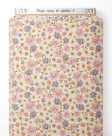 Tissu - Fleurs roses et violettes 4
