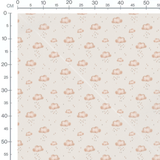 Tissu - Nuages beiges et gouttes grises