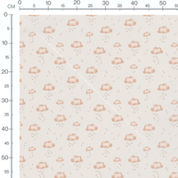 Tissu - Nuages beiges et gouttes grises