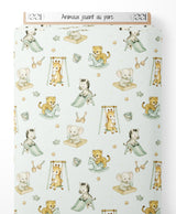 Tissu - Animaux jouant au parc