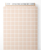 Tissu - Carreaux blancs sur beige clair
