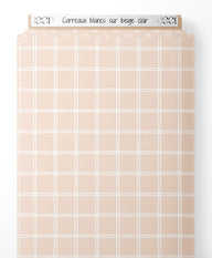 Tissu - Carreaux blancs sur beige clair