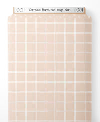 Tissu - Carreaux blancs sur beige clair