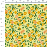 Tissu - Citrons et tranches sur jaune