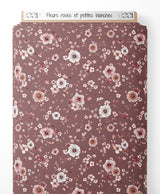 Tissu - Fleurs roses et petites blanches