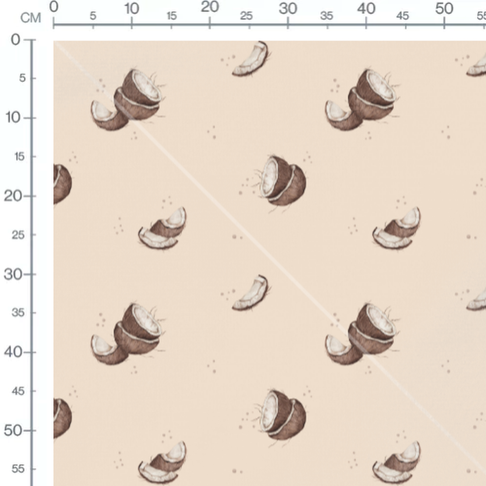 Tissu - Noix de coco détaillées sur beige