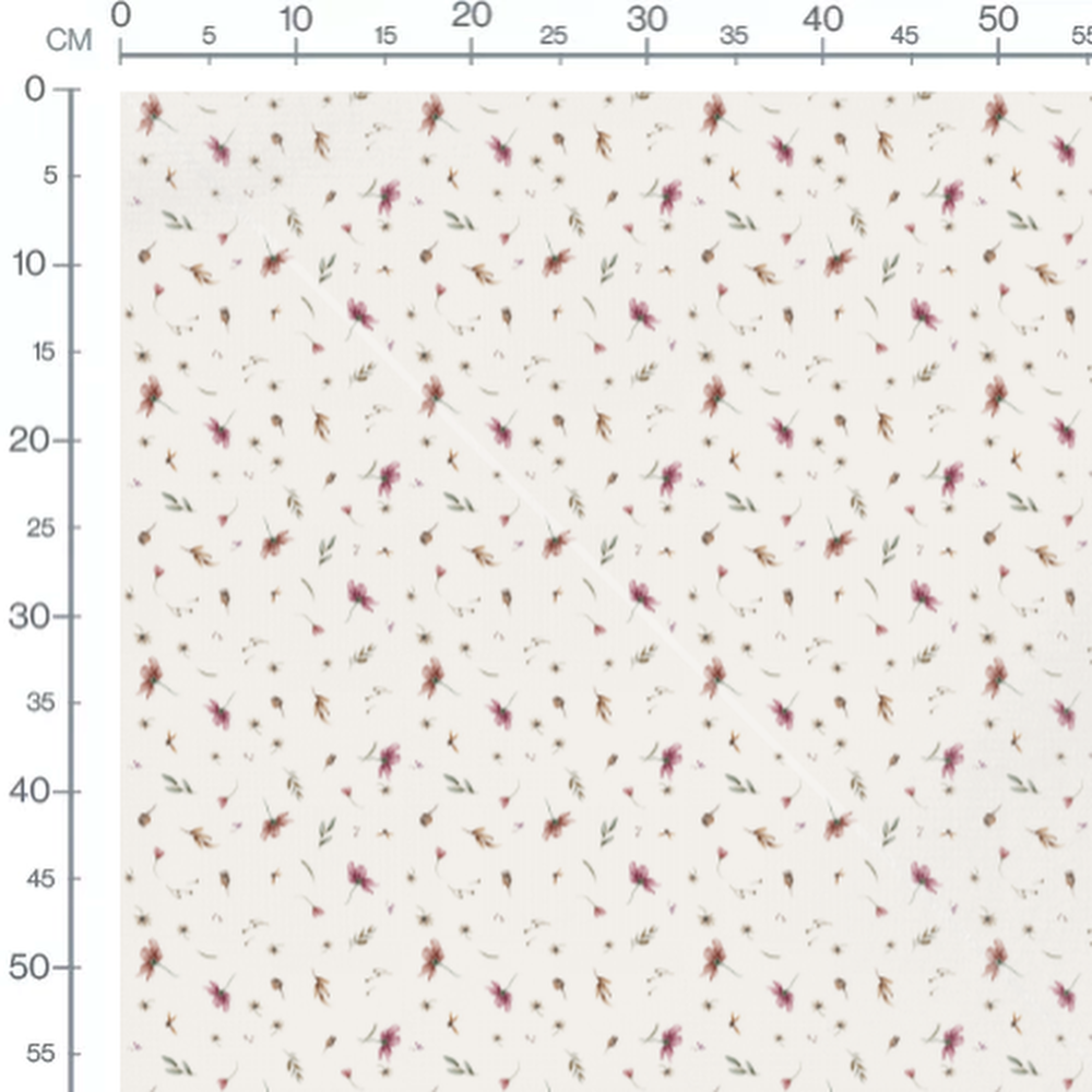 Tissu - Fleurs roses et glands bruns