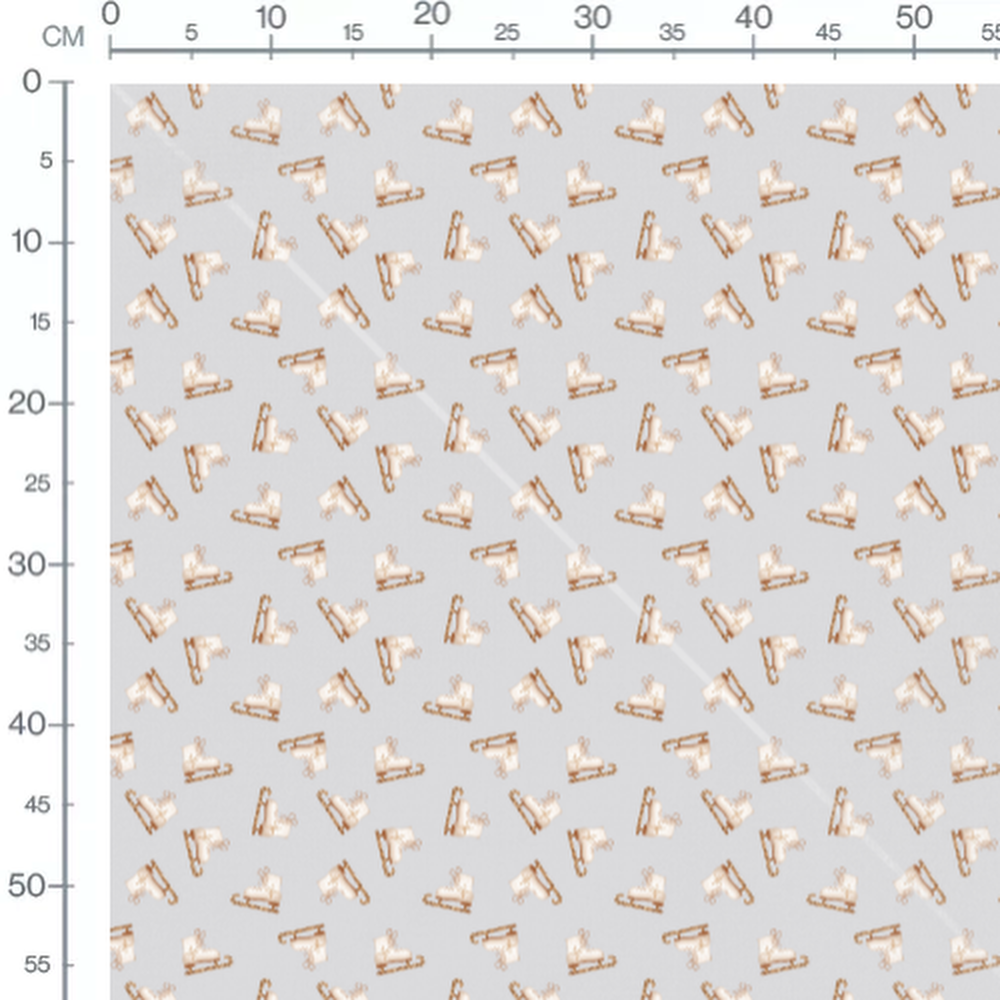 Tissu - Patins dorés sur fond gris