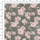 Tissu - Souris blanches et fleurs roses