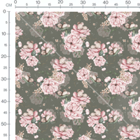 Tissu - Souris blanches et fleurs roses