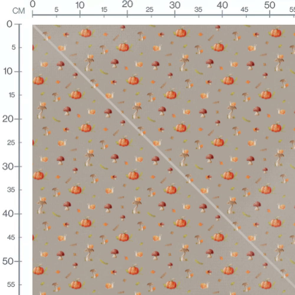 Tissu - Citrouilles sur fond gris