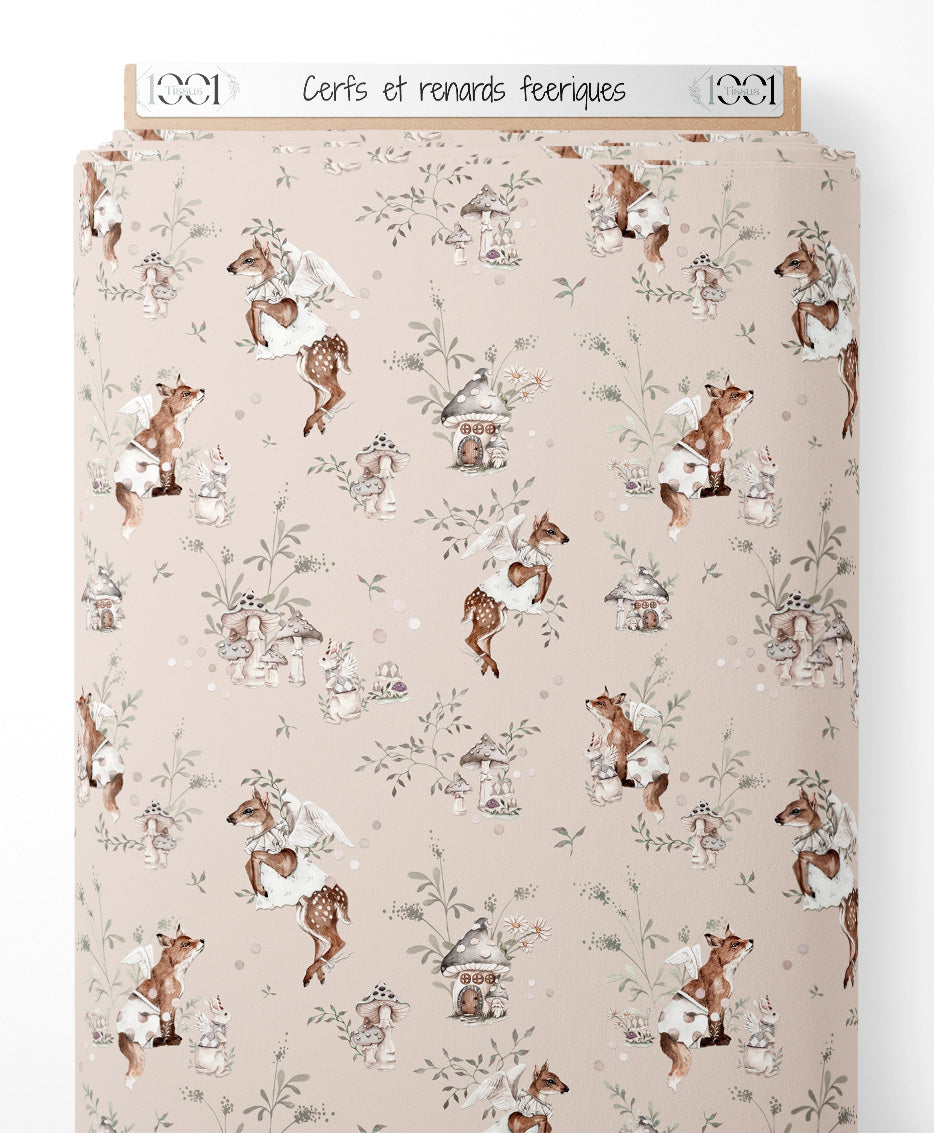 Tissu - Cerfs et renards féeriques