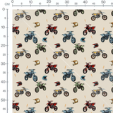 Tissu - Motos et éclairs dorés