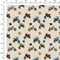 Tissu - Motos et éclairs dorés