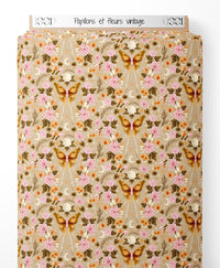 Tissu - Papillons et fleurs vintage