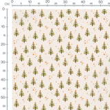 Tissu - Sapins verts et étoiles beiges