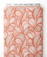 Tissu - Feuilles courbes orange et blanc