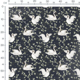 Tissu - Cygnes avec becs rouges