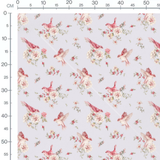 Tissu - Oiseaux roses sur fond gris 2