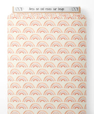 Tissu - Arcs-en-ciel roses sur beige