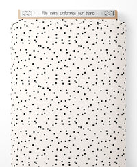 Tissu - Pois noirs uniformes sur blanc