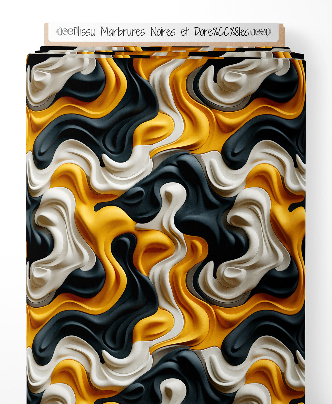 Tissu - Marbrures Noires et Dorées