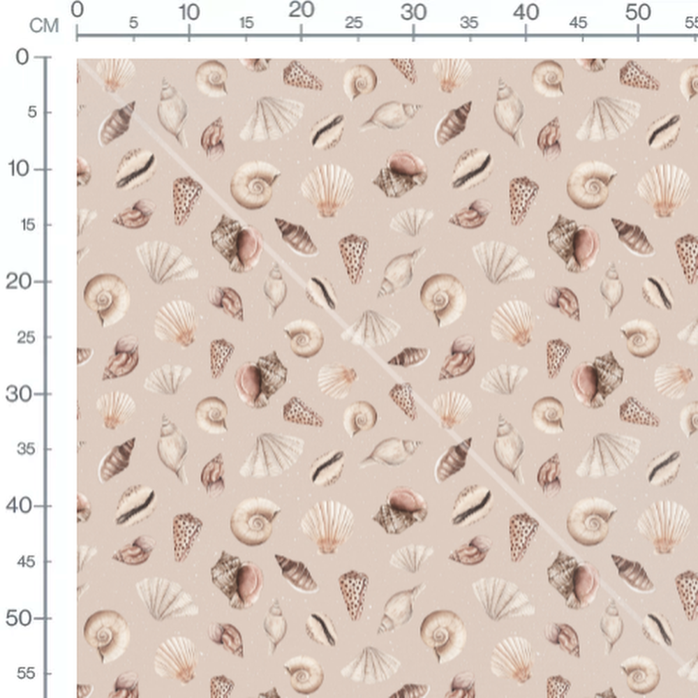 Tissu - Coquillages variés beige
