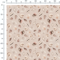 Tissu - Coquillages variés beige