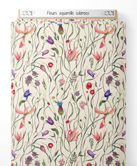 Tissu - Fleurs aquarelle colorées