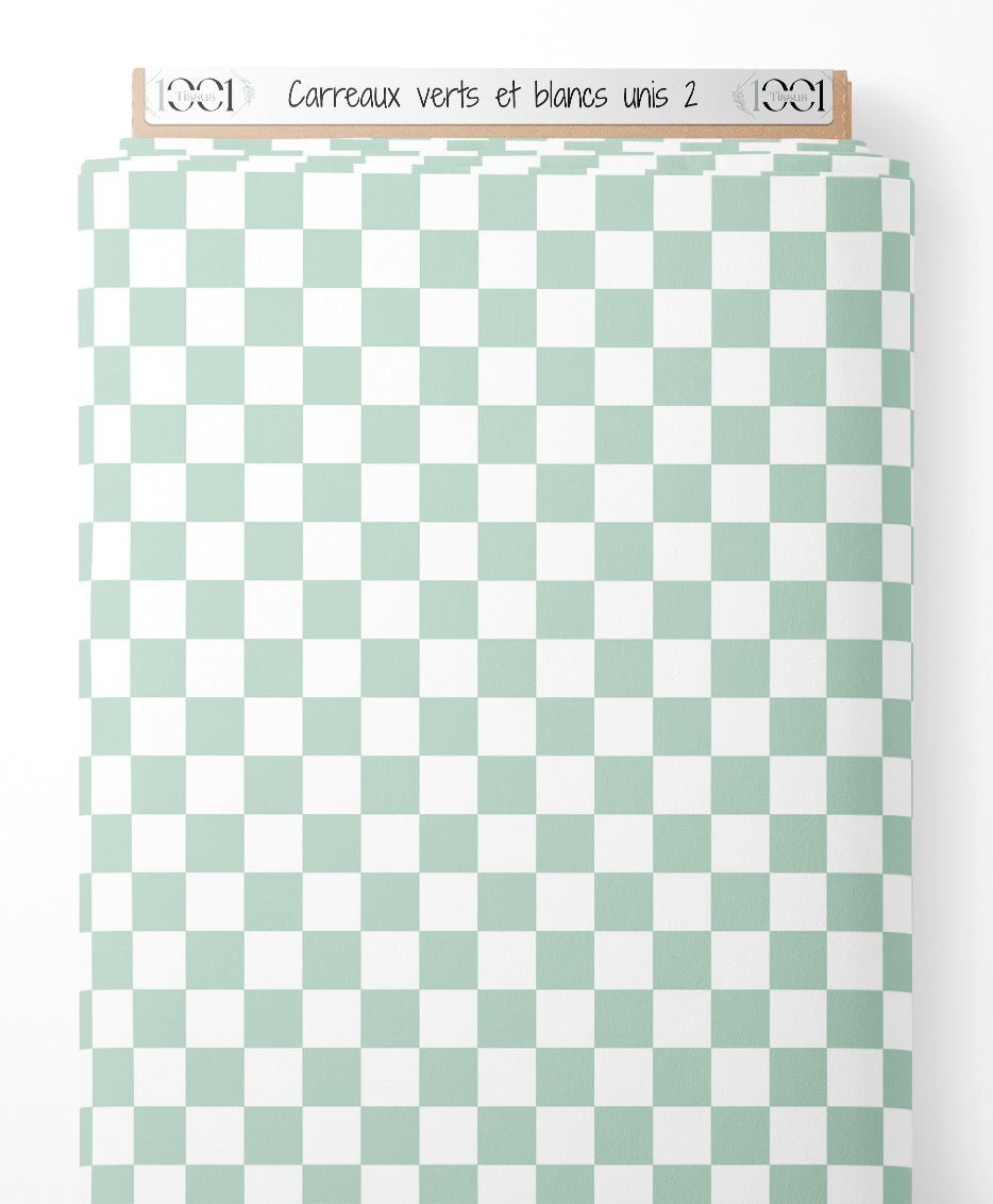 Tissu - Carreaux verts et blancs unis 2