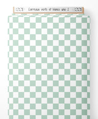 Tissu - Carreaux verts et blancs unis 2