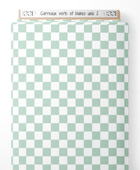 Tissu - Carreaux verts et blancs unis 2