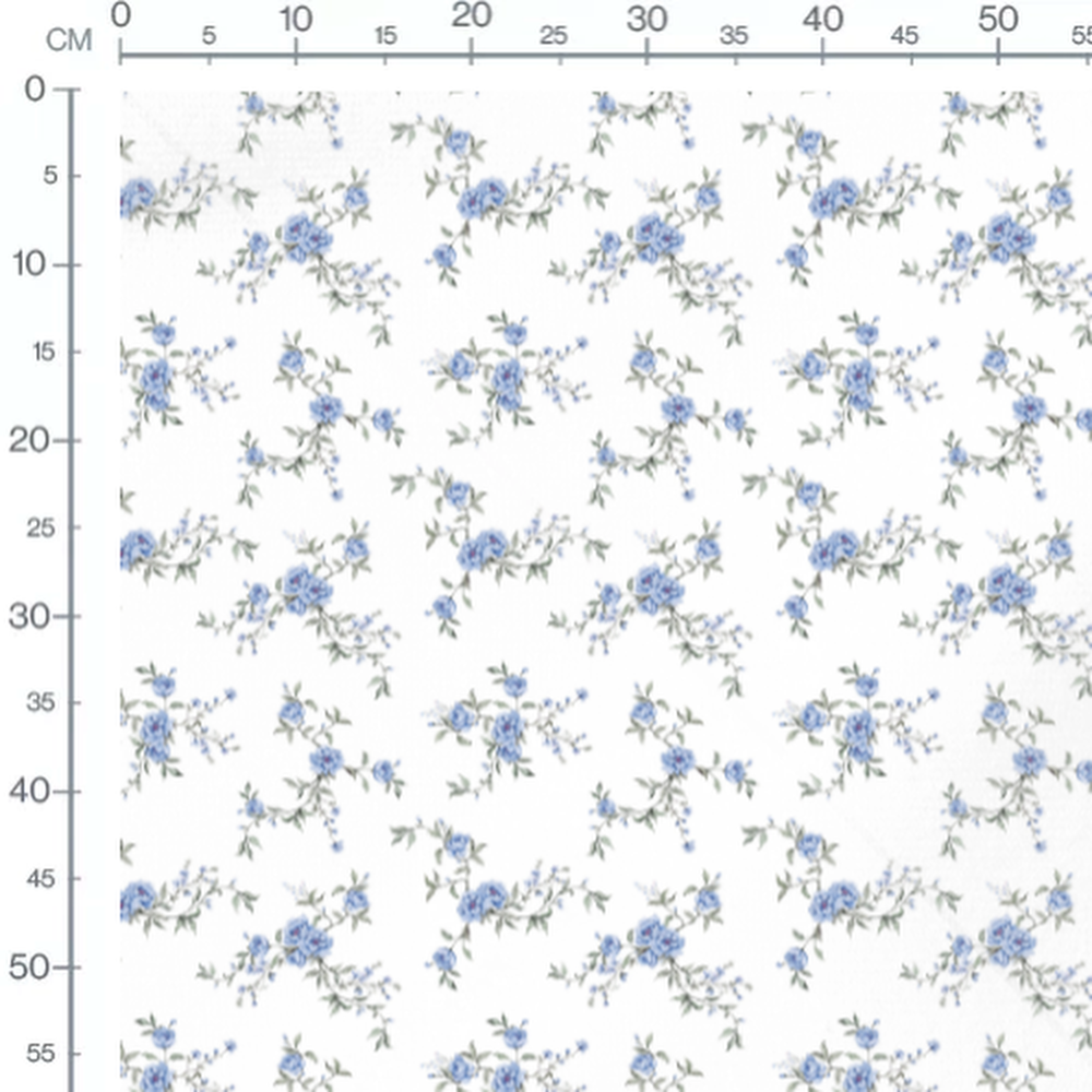 Tissu - Bouquets de roses bleues