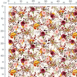 Tissu - Fleurs vives sur fond blanc