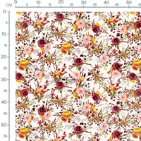 Tissu - Fleurs vives sur fond blanc