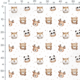Tissu - Animaux mignons et pois