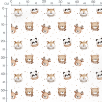 Tissu - Animaux mignons et pois