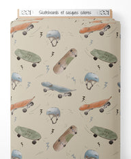 Tissu - Skateboards et casques colorés