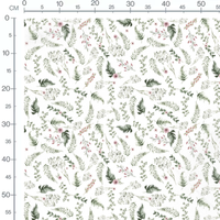 Tissu - Feuillages et fleurs aquarelle