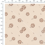 Tissu - Cookies chocolat sur beige
