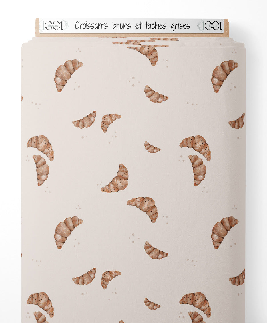 Tissu - Croissants bruns et taches grises