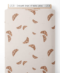 Tissu - Croissants bruns et taches grises