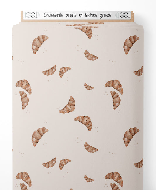 Tissu - Croissants bruns et taches grises