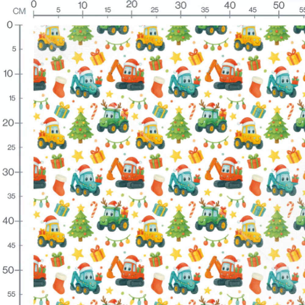 Tissu - Véhicules festifs sur blanc