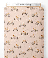 Tissu - Vélos marron sur fond beige