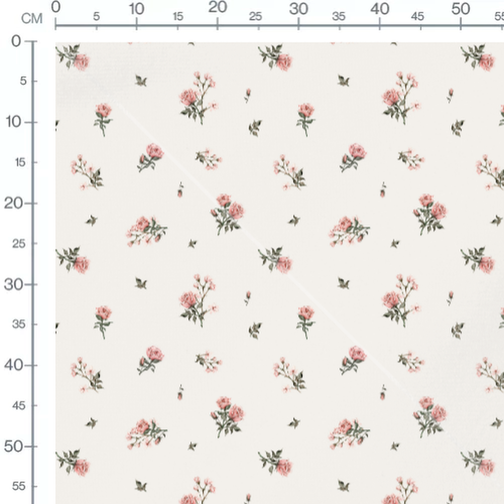Tissu - Fleurs et bourgeons dispersés