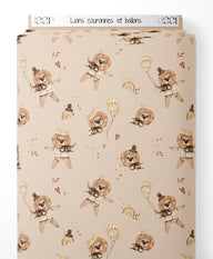 Tissu - Lions couronnés et ballons