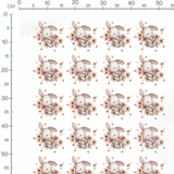 Tissu - Lapins roses et fleurs blanches 4