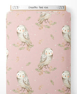 Tissu - Chouettes sur fond rose