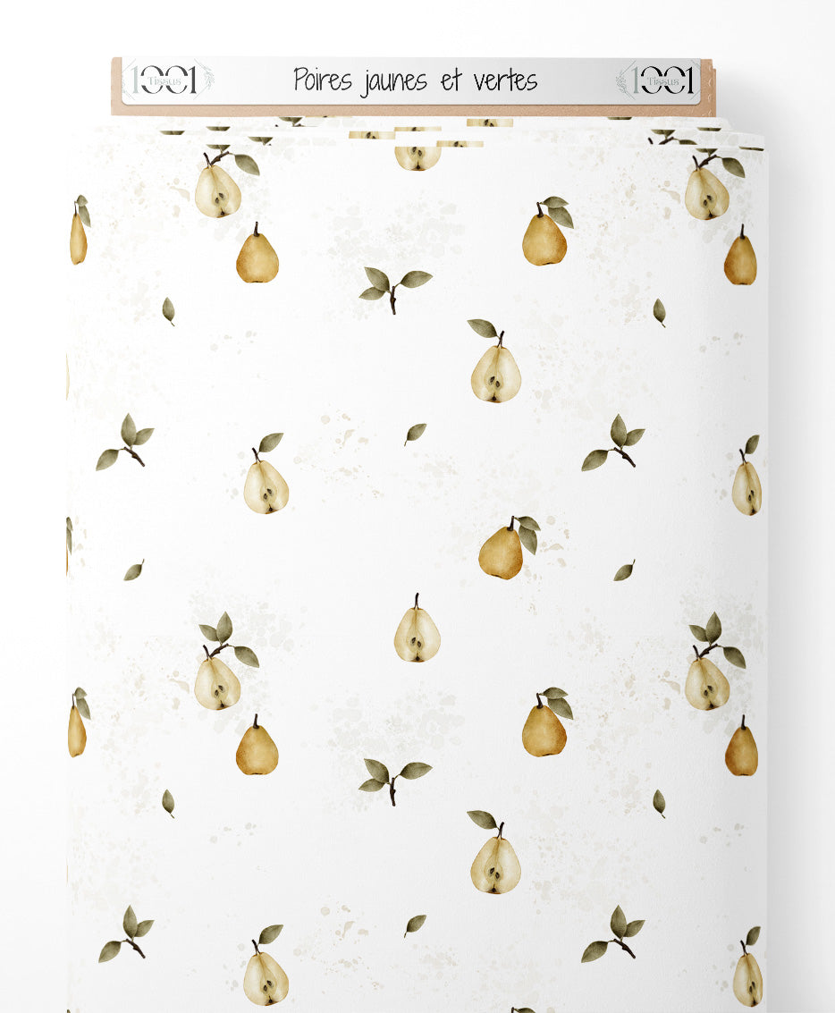 Tissu - Poires jaunes et vertes